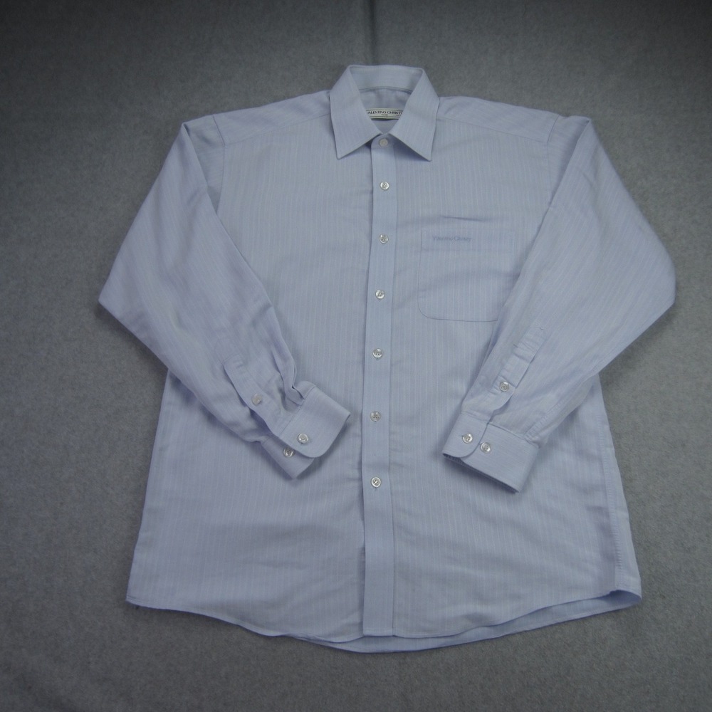 VALENTINO CHRISTY Paris Dress Shirt Mens 100 US Large Blue Button‎ Up LS